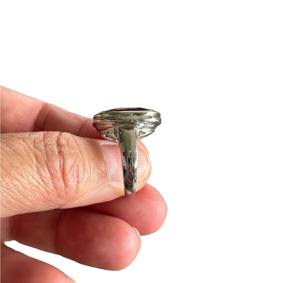 Burgundy Wine Gemstone Silver Ring - Picture 6 of 10